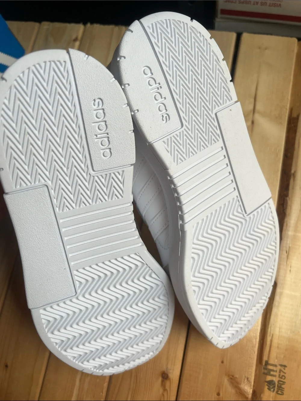 adidas White Sneakers with Pink Heel Detail